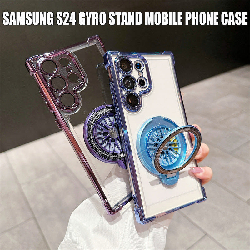 Samsung Series Electroplated Mobile Phone Case Gyro Bracket Transparent Anti-fall Protective Cover