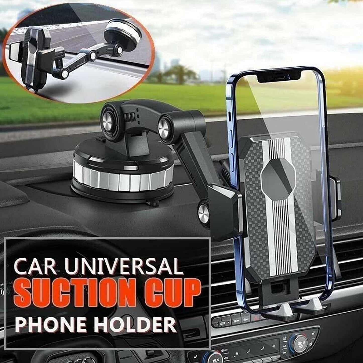 Car Phone Holder Universal 360° Rotating Car Phone Holder with Strong Suction Cup Adjustable Car Dashboard