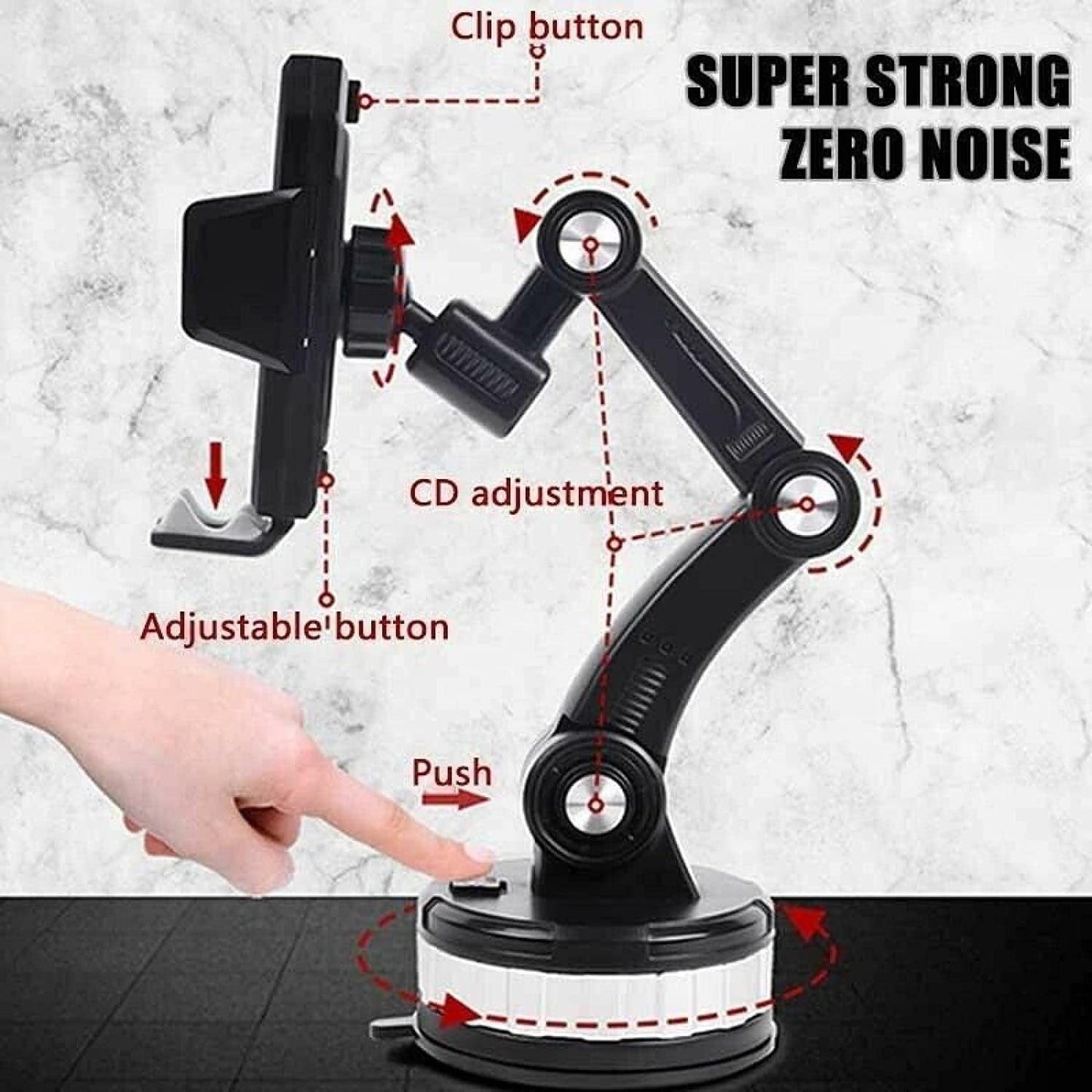 Car Phone Holder Universal 360° Rotating Car Phone Holder with Strong Suction Cup Adjustable Car Dashboard