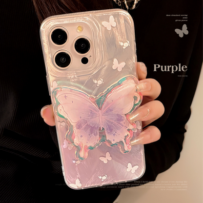 Light Purple Butterfly iPhone Case Feather Yarn Bracket