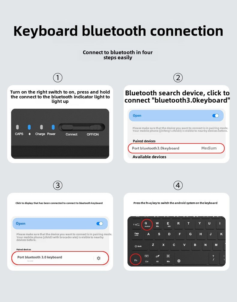 Samsung ZFold Bluetooth Keyboard Leather Case Wireless Mouse Capacitive Pen Folding Screen