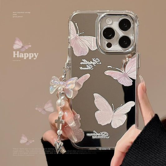 Mirror Super Fairy Butterfly Pendant  Iphone Case Anti Drop