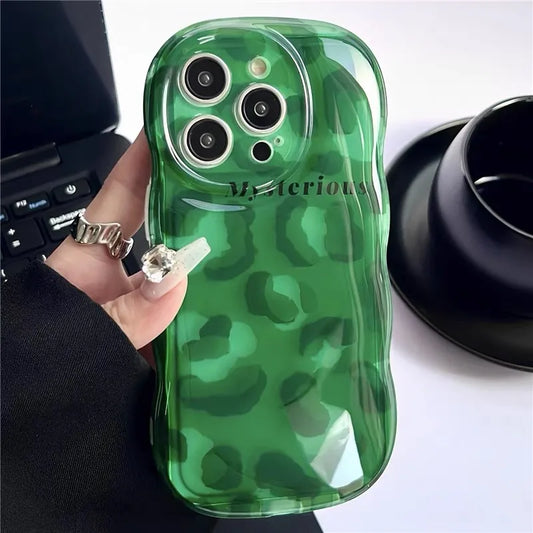 Emerald Leopard Print Leather Strap IPhone Case