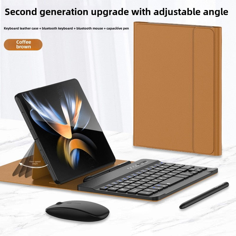 Samsung ZFold Bluetooth Keyboard Leather Case Wireless Mouse Capacitive Pen Folding Screen