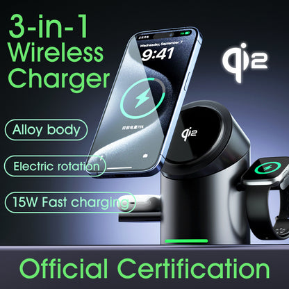 Qi2 Certified Touch-and-Rotate Magsafe Magnetic Wireless Charger